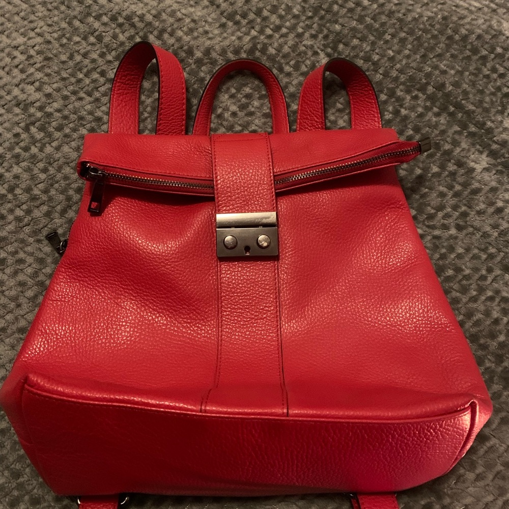 Vera Pelle Red Leather Purse Bookbag